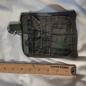 Handmade keychain pouch made from upcycled army jacket
